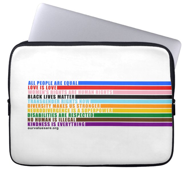 Onze waarden zijn laptophoes laptop sleeve (Voorkant)