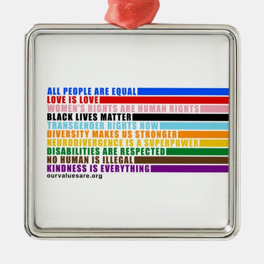 Onze waarden zijn metalen ornament (Voorkant)