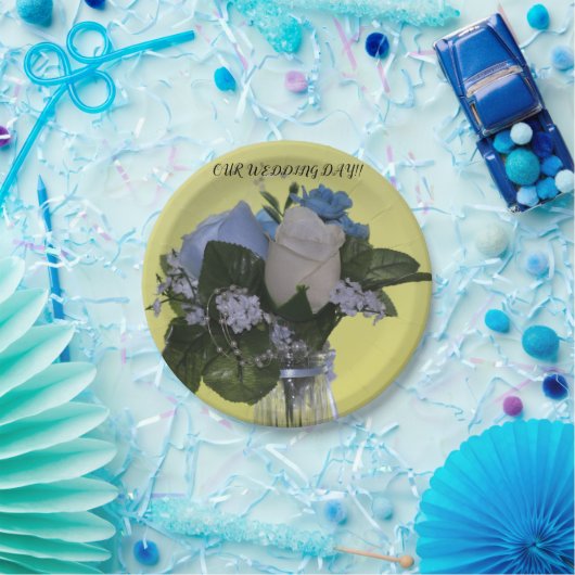 ONZE WEDDDAG (bloemen) Papieren Borden Papieren Bordje (Feest)