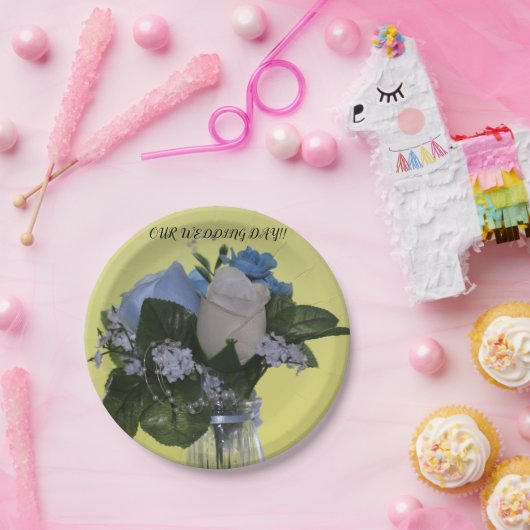 ONZE WEDDDAG (bloemen) Papieren Borden Papieren Bordje (Feest)