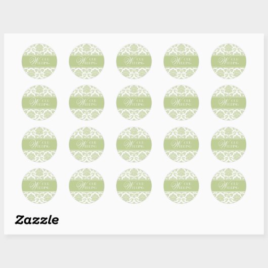 Onze Wedding Sage Damask Sticker (Vel)