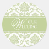 Onze Wedding Sage Damask Sticker (Voorkant)