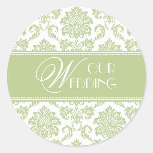 Onze Wedding Sage Damask Sticker (Voorkant)