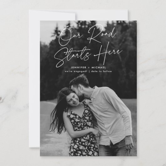 Onze weg begint hier Foto-aankondiging voor deelna Kaart (Voorkant)