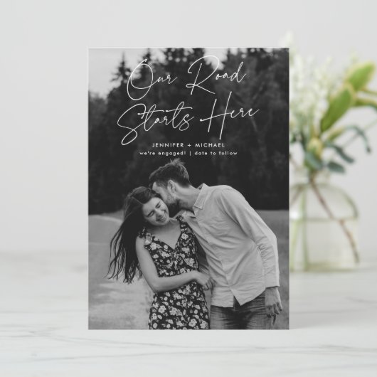 Onze weg begint hier Foto-aankondiging voor deelna Kaart (Staand voorkant)