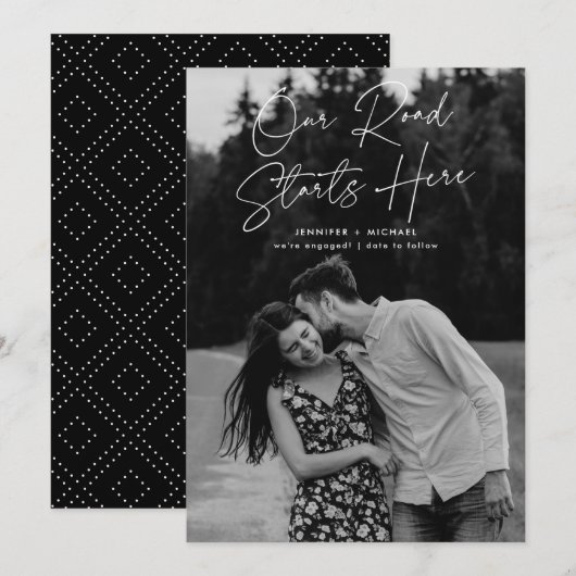 Onze weg begint hier Foto-aankondiging voor deelna Kaart (Voorkant / Achterkant)