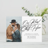 Onze Weg Begint Hier | Foto Verlovingsaankondiging Aankondiging (Staand voorkant)