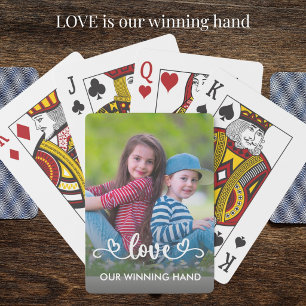 Onze Winnende Hand - Liefdesfamiliefoto  Pokerkaarten