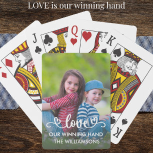 Onze winnende hand - Liefdesfamiliefoto Pokerkaarten