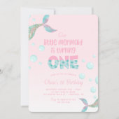Onze zeemeermin is één roze 1ste verjaardag kaart (Voorkant)