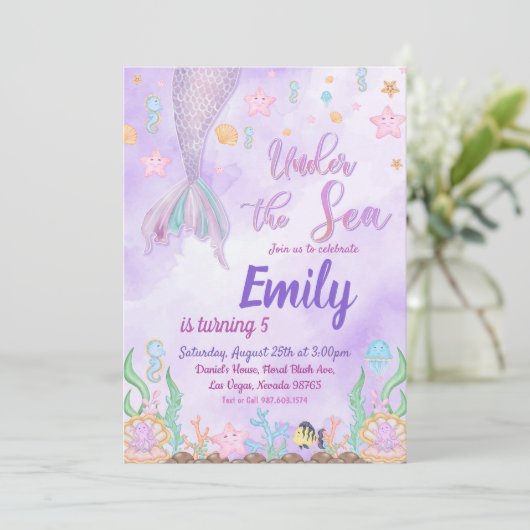 Onze Zeemeermin verjaardagsfeestje onder het Zee f Kaart (Staand voorkant)