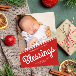 Onze Zegeningen Tellen | Kerst Baby Foto Feestdagenkaart