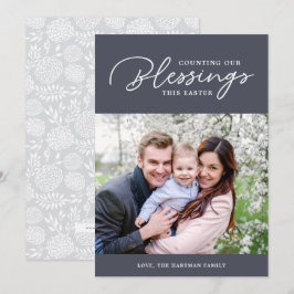 Onze zegeningen tellen | Pasen-fotokaart | Gray Feestdagenkaart