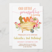 Onze zoete pompoen 2e verjaardag uitnodiging. kaart (Voorkant / Achterkant)