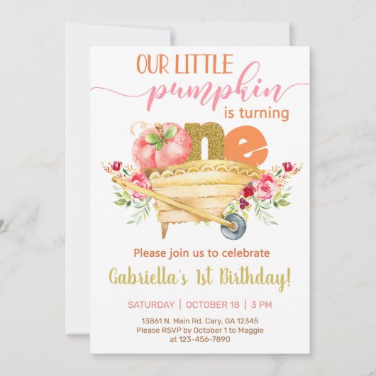 Onze zoete pompoen voor de eerste verjaardag. kaart (Voorkant)