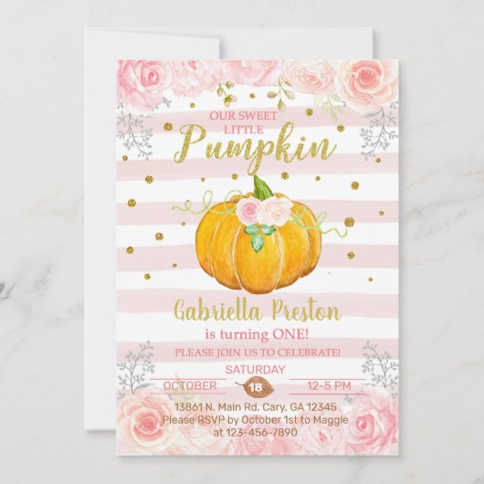 Onze zoete pompoen voor de eerste verjaardag kaart (Voorkant)