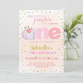 Onze zoete pompoen voor de eerste verjaardag kaart (Staand voorkant)