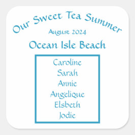 Onze zoete thee zomer zonneschijn vrienden strand  vierkante sticker