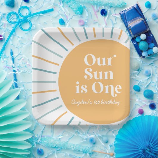 Onze zon is een Boho Sunshine verjaardag Papieren Bordje (Feest)