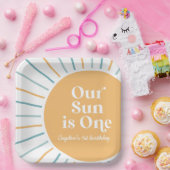 Onze zon is een Boho Sunshine verjaardag Papieren Bordje (Feest)
