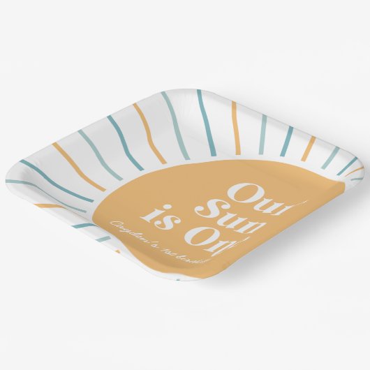 Onze zon is een Boho Sunshine verjaardag Papieren Bordje (Gebogen)