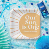 Onze zon is een Boho Sunshine verjaardag Papieren Bordje (Feest)