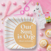 Onze zon is een Boho Sunshine verjaardag Papieren Bordje (Feest)