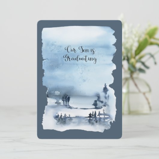 Onze zoon studeert metaalpapier kaart (Staand voorkant)