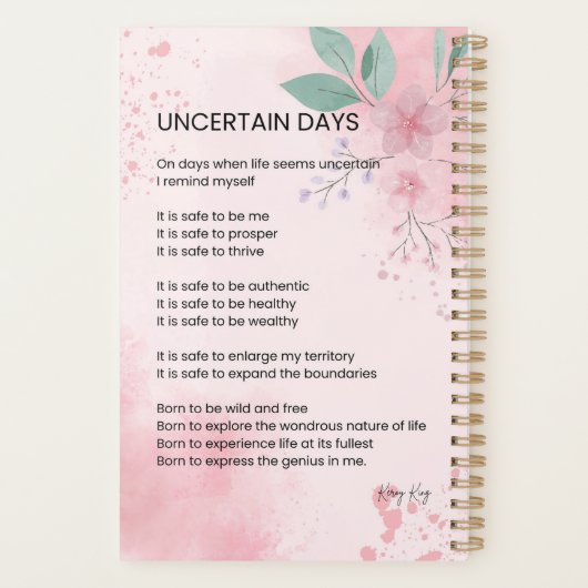 Onzekere dagen - Hoop moed bemoedigend gedicht Planner (Achterkant)