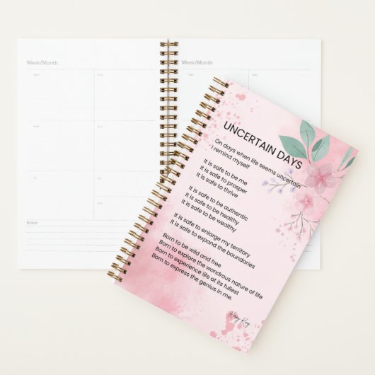 Onzekere dagen - Hoop moed bemoedigend gedicht Planner (Display)