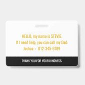 Onzichtbaar bewustzijn van handicaps en noodgevall badge (Achterkant)