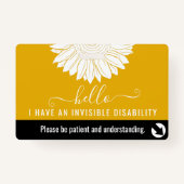 Onzichtbaar bewustzijn van handicaps en noodgevall badge (Voorkant)