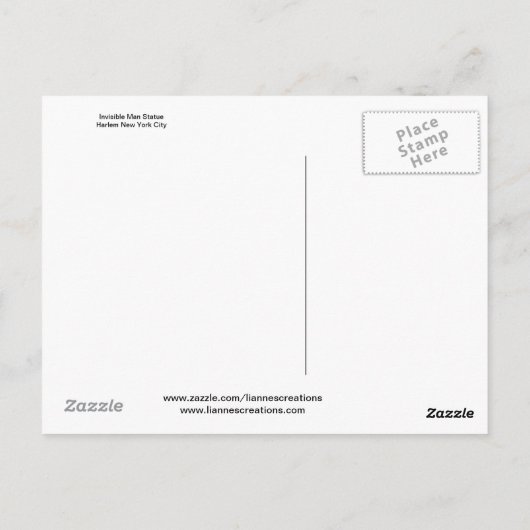 Onzichtbaar Man in New York City Briefkaart (Achterkant)