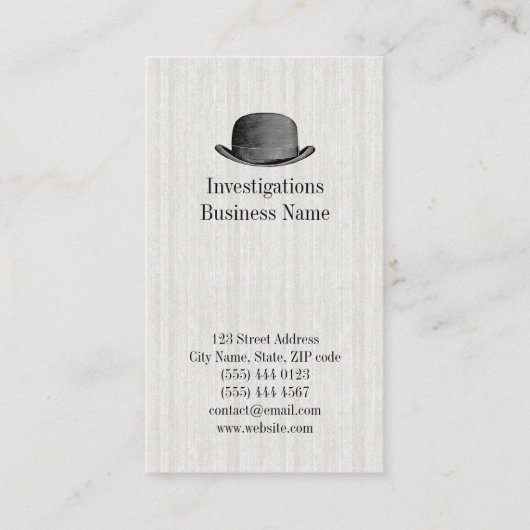 Onzichtbaar Man Privé Detective Visitekaartje (Achterkant)