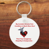 Onzichtbare Chronische Pijn Rode Hart Sleutelhanger (Voorkant)