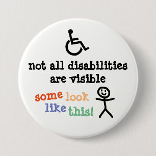 Onzichtbare gehandicaptenbadge ronde button 7,6 cm