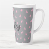 Onzichtbare Roze Eenhoorn op Grijs Latte Mok (Rechts)