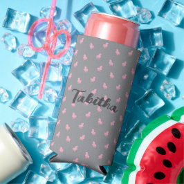 Onzichtbare Roze Eenhoorn op Grijs Seltzer Blikjeskoeler