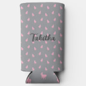 Onzichtbare Roze Eenhoorn op Grijs Seltzer Blikjeskoeler (Voorkant)