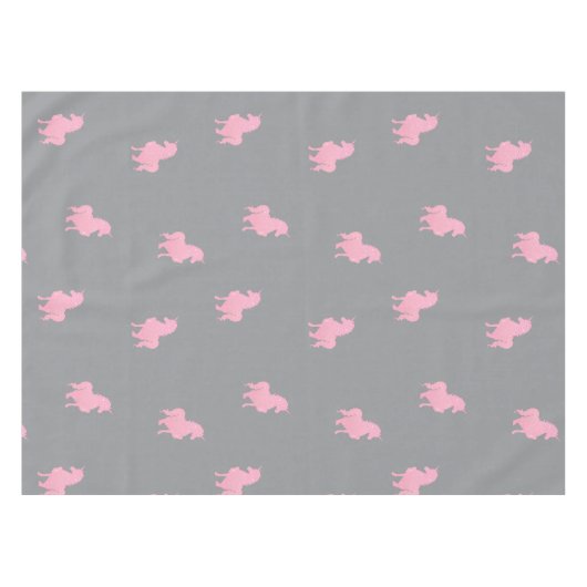 Onzichtbare Roze Eenhoorn op Grijs Tafelkleed (Voorkant (Horizontaal))