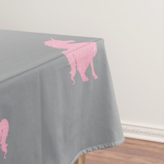 Onzichtbare Roze Eenhoorn op Grijs Tafelkleed (Voorbeeld)