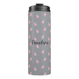 Onzichtbare Roze Eenhoorn op Grijs Thermosbeker