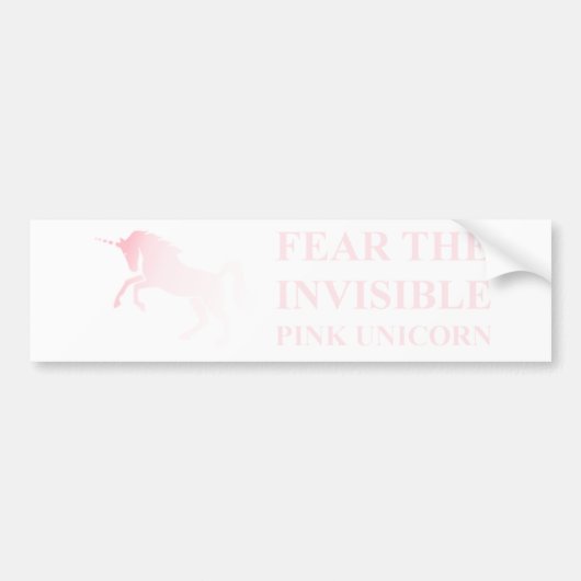 Onzichtbare Roze Unicorn Bumpersticker (Voorkant)