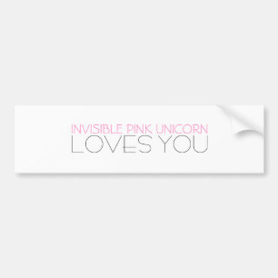 Onzichtbare Roze Unicorn houdt van je Bumpersticker