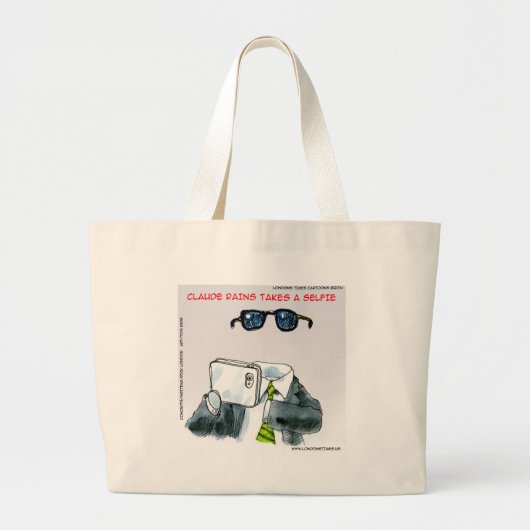 Onzichtbare Selfie Grappig Grote Tote Bag (Voorkant)