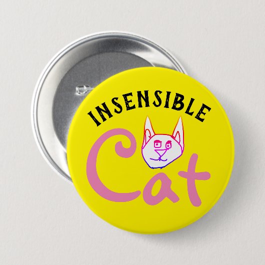 onzinnige kat ronde button 7,6 cm (Voorkant /achterkant)