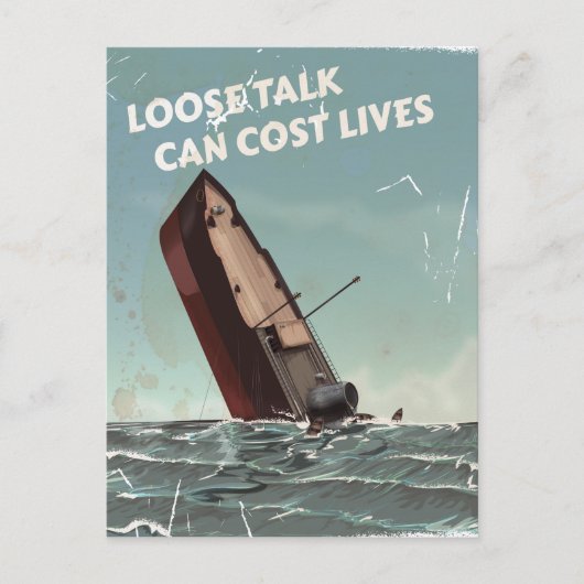 Onzorgvuldig gepraat kost levens WW2 Poster Briefkaart (Voorkant)