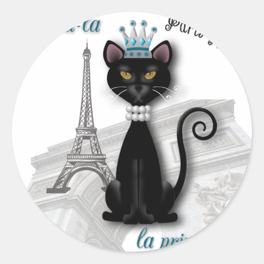 Oo-la-la Franse Kat Prinses Ronde Sticker (Voorkant)