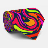 OOAK Op Art Psychedelic Swirl Stropdas (Opgerold)