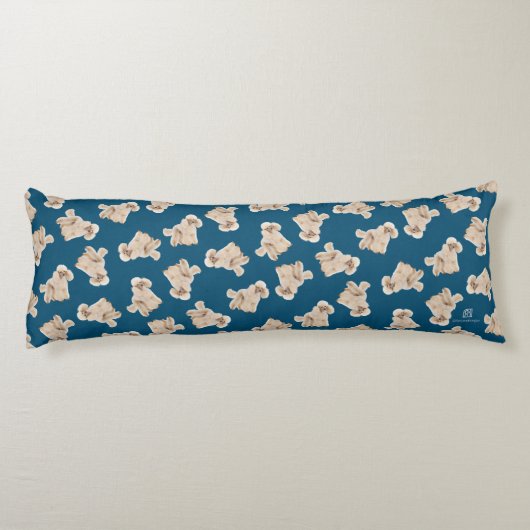 Oodles poedels (wit op blauw) lichaamskussen (Achterkant)